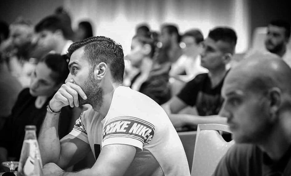 a man watching a seminar